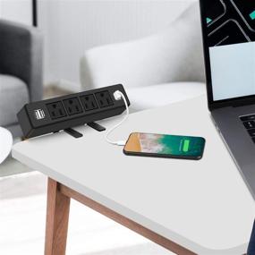 img 3 attached to 💡 Desk Clamp Power Strip with 4 USB Ports and 4 AC Outlets, Desktop Edge Mount Multi-Outlets, Removable Power Socket for Home Office and Reading