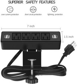 img 2 attached to 💡 Desk Clamp Power Strip with 4 USB Ports and 4 AC Outlets, Desktop Edge Mount Multi-Outlets, Removable Power Socket for Home Office and Reading