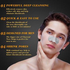 img 3 attached to 🧖 33 Charcoal Peel Off Strips - Deep Cleansing Blackhead Remover Pore Strips for Men, Nose Area and Face Oil Removal