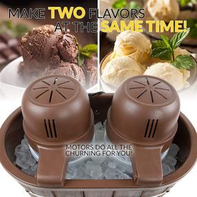 img 1 attached to 🍦 Nostalgic Wood Electric Ice Cream Maker: Makes 4-Quarts in Minutes, Frozen Yogurt & Gelato, Includes Two 2-Qt Canisters - Brown