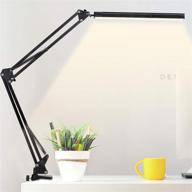 😊 enhanced led desk lamp with metal swing arm: eye-caring & dimmable, 3 lighting modes, 10 brightness levels for study, reading, office work – includes clamp логотип