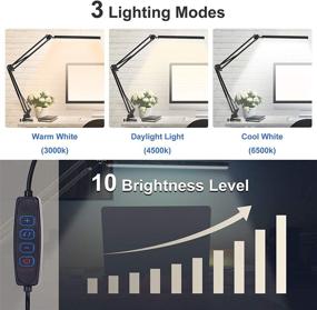 img 3 attached to 😊 Enhanced LED Desk Lamp with Metal Swing Arm: Eye-Caring & Dimmable, 3 Lighting Modes, 10 Brightness Levels for Study, Reading, Office Work – Includes Clamp