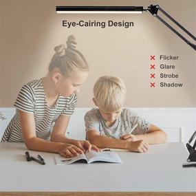 img 2 attached to 😊 Enhanced LED Desk Lamp with Metal Swing Arm: Eye-Caring & Dimmable, 3 Lighting Modes, 10 Brightness Levels for Study, Reading, Office Work – Includes Clamp