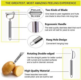 img 3 attached to Yubng Vegetable Peelers: Stainless Steel Peeler with Swiveling Double Blade - Perfect for Home Kitchen and Outdoor Cooking Kits