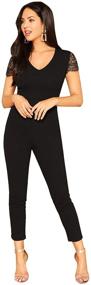 img 4 attached to MAKEMECHIC Womens Casual Sleeve Jumpsuit Women's Clothing and Jumpsuits, Rompers & Overalls