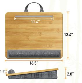 img 1 attached to 🔥 WOKA Lap Desk - Bamboo Laptop Lap Desk: Cushioned and Portable, Ideal for Working from Home or On-the-Go with 15.6" Laptop, iPad/Phone Holder, MacBook, Tablet, Stand for Bed and Sofa