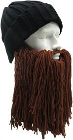 img 2 attached to 🏻 MerryJuly Men's Barbarian Vagabond Beanie: Foldaway Beard Hats with Viking Horns and Bearded Caps - The Ultimate Combination