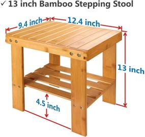 img 3 attached to 🪜 Bamboo One Step Stool: 13" Wooden Foot Stool with Storage Shelf - Mudroom Foyer Entryway Shoe Bench