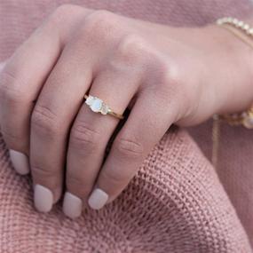 img 3 attached to 💍 Кольцо с обручальным камнем для девочек - серебро 925 пробы, овальное кольцо с тремя камнями - изящный современный минималистичный стиль, идеально подходит для невесты, свадьбы и невест