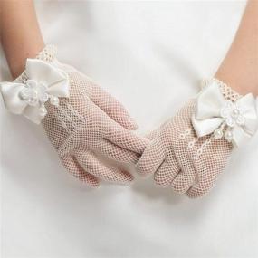 img 3 attached to 🌸 Elegant DreamHigh Flower Girls Bow Tie Fish Net Lace Gloves - A Perfect Accessory for Any Special Occasion