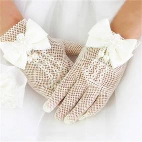 img 2 attached to 🌸 Elegant DreamHigh Flower Girls Bow Tie Fish Net Lace Gloves - A Perfect Accessory for Any Special Occasion