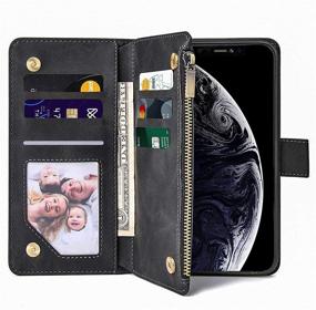 img 4 attached to 📱 Black iPhone XR Wallet Case with Card Holder and Kickstand - Magnetic Closure, Shockproof Protective Case - Compatible with Wireless Charging - 6.1 Inch iPhone XR