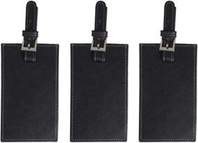 img 4 attached to 👜 Premium Black Leather Luggage Tag - Genuine Cowhide Quality