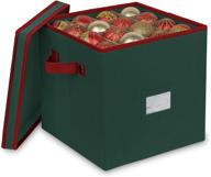 🎄 primode green christmas ornament storage box with 4 trays - holds 64 ornaments decoration balls, holiday storage container with dividers, made of long-lasting 600d oxford material logo