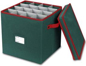 img 2 attached to 🎄 Primode Green Christmas Ornament Storage Box with 4 Trays - Holds 64 Ornaments Decoration Balls, Holiday Storage Container with Dividers, Made of Long-lasting 600D Oxford Material