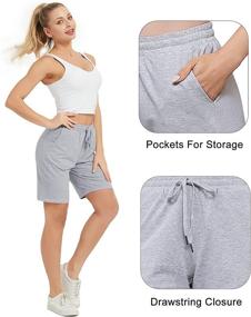 img 1 attached to Stelle Women's Lounge Bermuda Shorts: 10"/7" Athletic Casual Jersey Cotton Sweat Shorts with Pockets - Must-Have Comfort and Functionality