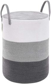 img 4 attached to YOUDENOVA Woven Rope Laundry Hamper with Handles - Tall Basket for Blanket 🧺 Storage, Heavy Duty Clothes Hamper - Bedroom Organizer, 58L Capacity, Large Size - Dark Grey