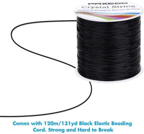 img 2 attached to 💎 Black Elastic String Bracelet Cord Jewelry Bead Thread | Paxcoo Stretchy String for Bracelets, Necklaces, Beading and Jewelry Making | 0.8mm