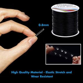 img 1 attached to 💎 Black Elastic String Bracelet Cord Jewelry Bead Thread | Paxcoo Stretchy String for Bracelets, Necklaces, Beading and Jewelry Making | 0.8mm