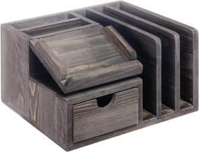 img 3 attached to Liry Products Gray Rustic Wood Desk Organizer: Efficient Storage Cabinet for Mail, Files, Paper, Sticky Notes, Memos & Office Supplies - Caddy, Tabletop Holder & Accessory Sorter with Drawer