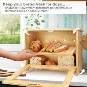 img 2 attached to Pristine Bamboo Bread Box: Baker Designed 2-Layer Large Breadbox for Fresh Homemade Bread - Kitchen Countertop Bread Bin with Double Storage - Assembly Required