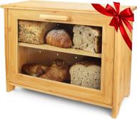 pristine bamboo bread box: baker designed 2-layer large breadbox for fresh homemade bread - kitchen countertop bread bin with double storage - assembly required logo