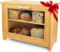 pristine bamboo bread box: baker designed 2-layer large breadbox for fresh homemade bread - kitchen countertop bread bin with double storage - assembly required логотип