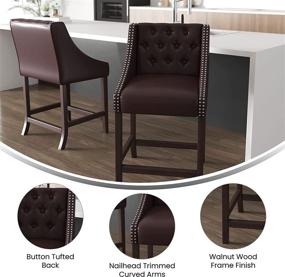 img 2 attached to 🪑 Brown Leather Taylor and Logan Residential Barstools in a Convenient 2 Pack