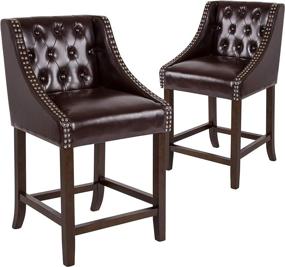 img 3 attached to 🪑 Brown Leather Taylor and Logan Residential Barstools in a Convenient 2 Pack