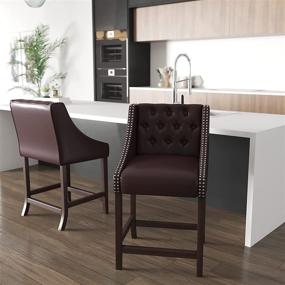 img 4 attached to 🪑 Brown Leather Taylor and Logan Residential Barstools in a Convenient 2 Pack