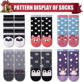 img 2 attached to 🧦 SDBING 6 Pairs Children's Winter Wool Socks: Cozy, Soft & Thick Animal Boot Socks for Boys and Girls