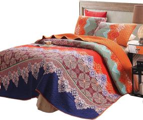 img 4 attached to 🛏️ Exclusivo Mezcla 100% Cotton Boho King Size Quilt Set - Lightweight, Reversible, and Decorative Bedspread/Coverlet/Bed Cover