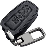 genuine leather car key case - toyota keychain protector (2018-2020 rav4 camry avalon c-hr prius corolla, keyless go) - 4buttons key fob cover & key holder logo