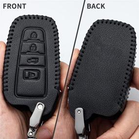 img 3 attached to Genuine Leather Car Key Case - Toyota Keychain Protector (2018-2020 RAV4 Camry Avalon C-HR Prius Corolla, Keyless Go) - 4Buttons Key Fob Cover & Key Holder