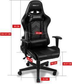 img 3 attached to Ergoseat Gaming Chair - PU Leather Executive Office Chair with Ergonomic Design, Adjustable Backrest and Seat Height, Recliner Swivel Rocker for PC Desk, with Headrest and Lumbar Pillow - Black