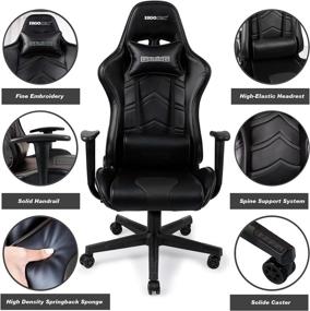 img 2 attached to Ergoseat Gaming Chair - PU Leather Executive Office Chair with Ergonomic Design, Adjustable Backrest and Seat Height, Recliner Swivel Rocker for PC Desk, with Headrest and Lumbar Pillow - Black