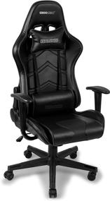 img 4 attached to Ergoseat Gaming Chair - PU Leather Executive Office Chair with Ergonomic Design, Adjustable Backrest and Seat Height, Recliner Swivel Rocker for PC Desk, with Headrest and Lumbar Pillow - Black