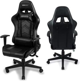 img 1 attached to Ergoseat Gaming Chair - PU Leather Executive Office Chair with Ergonomic Design, Adjustable Backrest and Seat Height, Recliner Swivel Rocker for PC Desk, with Headrest and Lumbar Pillow - Black