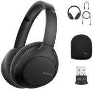 sony whch710n wireless bluetooth noise-canceling headphones bundle - includes 🎧 knox gear protective case and usb bluetooth adapter (black, 3 items) logo