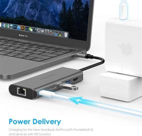 img 3 attached to LENTION USB C Hub with 4K HDMI, SD Card Reader, 2 USB 3.0, Type C Charging & Gigabit Ethernet Compatible with MacBook Pro 2021-2016, MacBook Air, Surface, and More - Stable Driver Adapter (CB-C68, Space Gray)