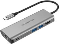 lention usb c hub with 4k hdmi, sd card reader, 2 usb 3.0, type c charging & gigabit ethernet compatible with macbook pro 2021-2016, macbook air, surface, and more - stable driver adapter (cb-c68, space gray) logo