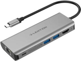 img 4 attached to LENTION USB C хаб с 4К HDMI, считывателем SD-карт, 2 USB 3.0, зарядкой Type C и гигабитным Ethernet, совместимый с MacBook Pro 2021-2016, MacBook Air, Surface и другими устройствами - стабильный драйверный адаптер (CB-C68, серый космос)