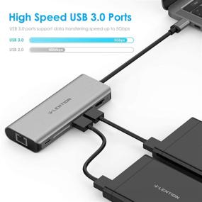 img 1 attached to LENTION USB C Hub with 4K HDMI, SD Card Reader, 2 USB 3.0, Type C Charging & Gigabit Ethernet Compatible with MacBook Pro 2021-2016, MacBook Air, Surface, and More - Stable Driver Adapter (CB-C68, Space Gray)