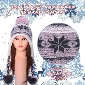 img 1 attached to Warm and Cozy Dosoni Women Girl Winter Hats with Earflap Hood and Large Snowflake Beanie