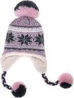 warm and cozy dosoni women girl winter hats with earflap hood and large snowflake beanie логотип