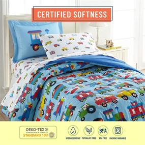 img 2 attached to 🚂 Cozy and Organic: Wildkin Kids 100% Cotton Flannel Full Sheet Set with Trains, Planes & Trucks Design