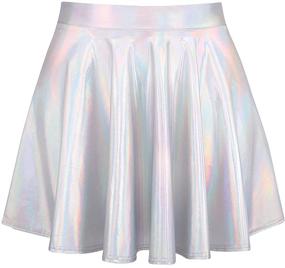 img 1 attached to HDE Metallic Athletic Holographic Scooter Girls' Clothing: Stylish Skirts & Skorts