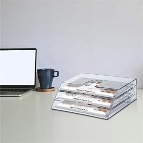 img 1 attached to 📂 Efficiently Organize Files with Acrimet Horizontal Triple File Folder Holder Organizer in Clear Crystal Color