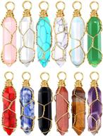 12 hexagonal natural crystal quartz healing crystal pendants with wire wrapped tree of life gemstone - ideal for jewelry making and necklaces logo