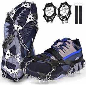 img 4 attached to ❄️ Upgraded 28 Stainless Steel Spikes Ice Cleats Traction Snow Grips - Black, Suitable for Snow Boots and Shoes Women Men Kids, Essential Protection for Hiking Fishing Walking Climbing Mountaineering - Crampons